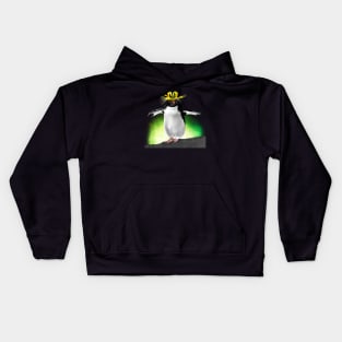 Southern Rockhopper Penguin + Yellow Spider Lily Kids Hoodie